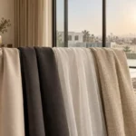 أفضل خامات الستائر للمناخ الكويتي — تتحمل 50° والغبار
